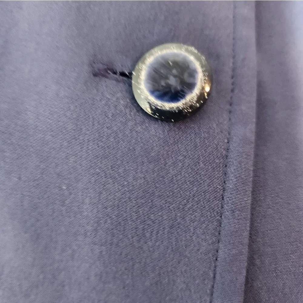 Casual Corner 10 BerryBlue 100% SILK Lined Lslv Buttons Up Women Blazer Cardigan
